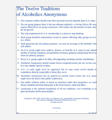 Twelve Traditions Flyer